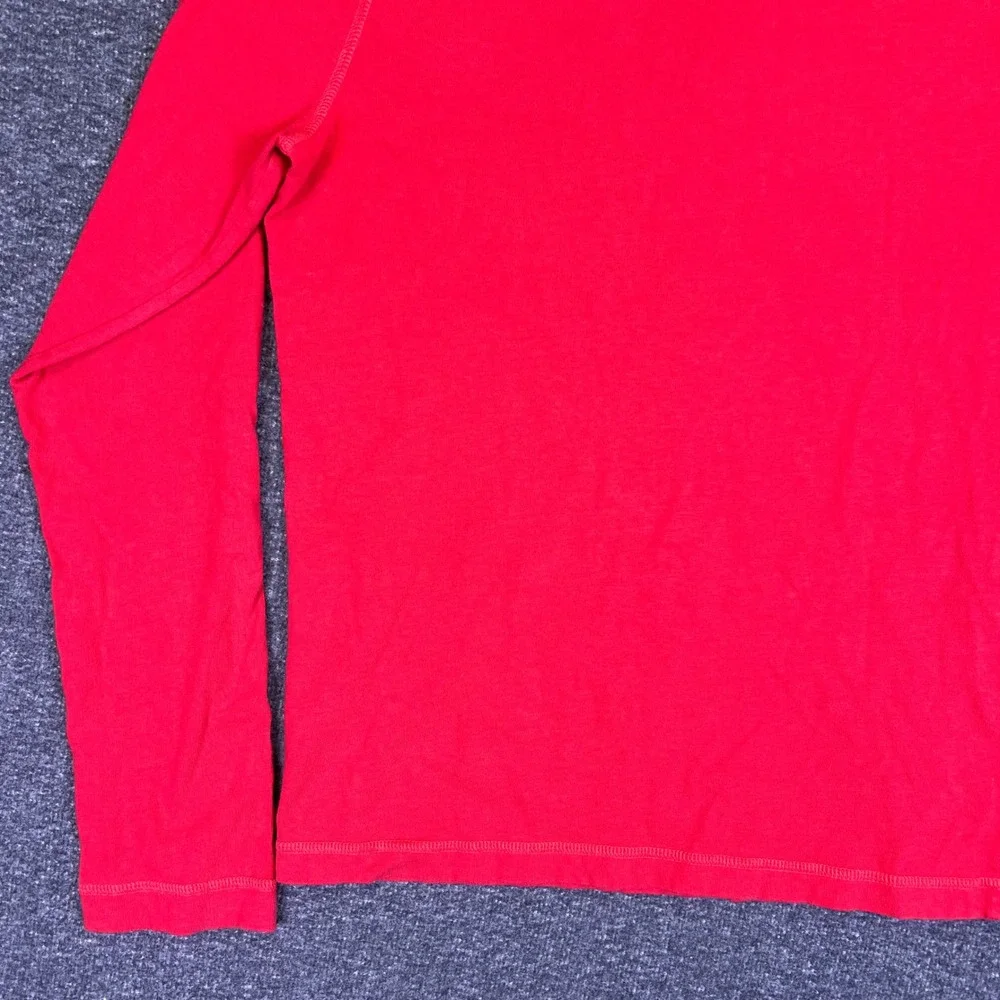Hollister Henley Shirt Mens L Red Preppy Casual Long Sleeve Embroidered Logo Y2K